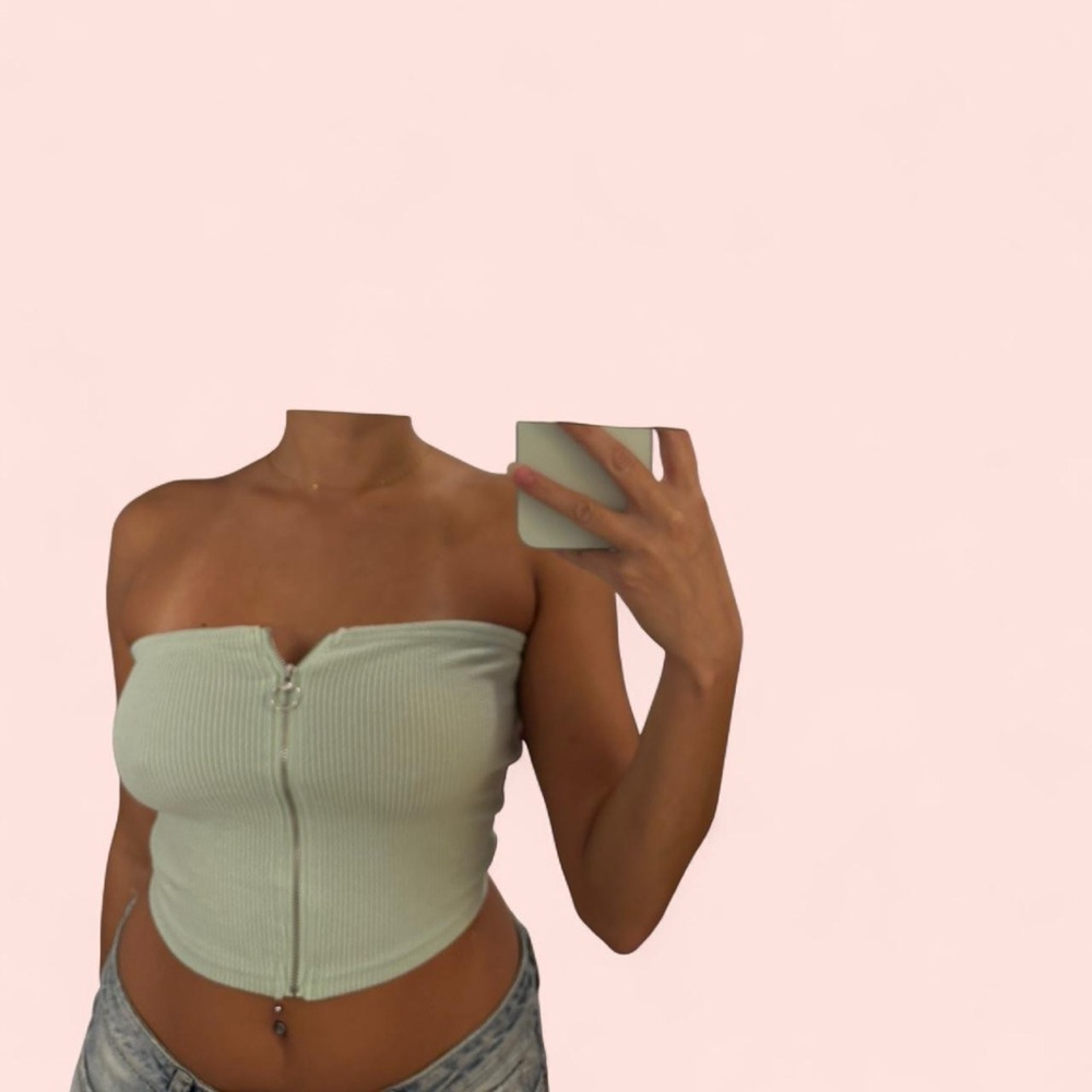 Mint Green Ribbed Tube Top